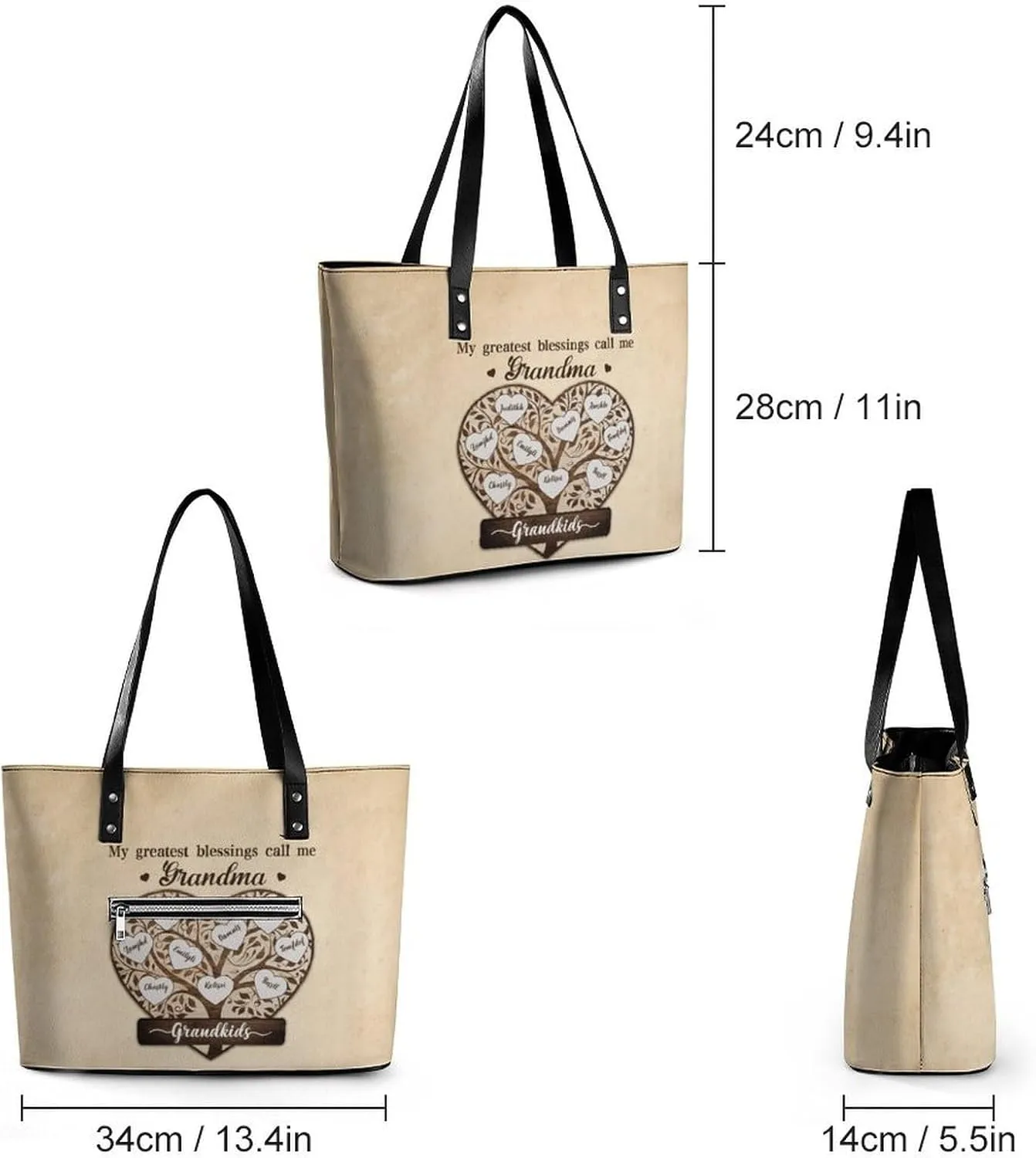 Amabery Personalized Grandma's Garden Birth Month Flowers Shoulder Bag Custom Mother's Day PU Leather Bag For Grandma Mom
