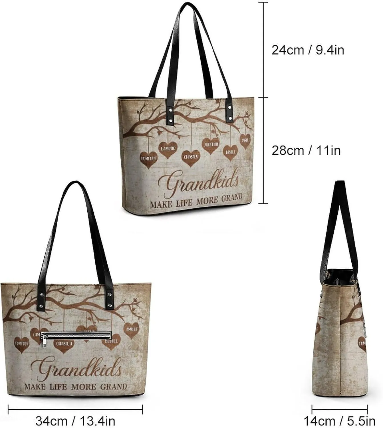 Amabery Personalized Grandma's Garden Birth Month Flowers Shoulder Bag Custom Mother's Day PU Leather Bag For Grandma Mom