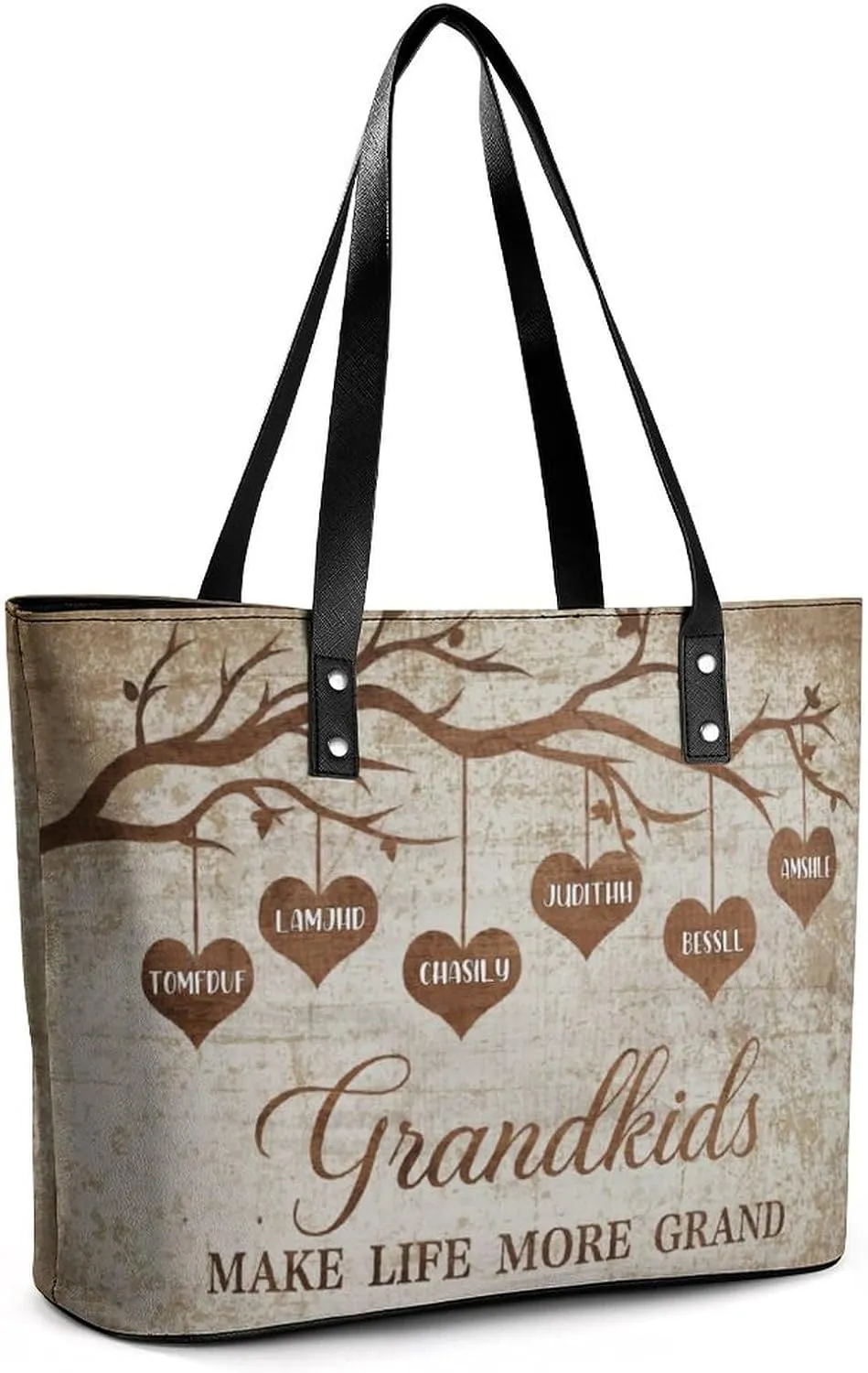 Amabery Personalized Grandma's Garden Birth Month Flowers Shoulder Bag Custom Mother's Day PU Leather Bag For Grandma Mom