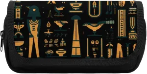 Ancient Egyptian Hieroglyph Print Pencil Case Large Capacity Pencil Pouch Aesthetic Pen Bag Stationery Organizer for Office