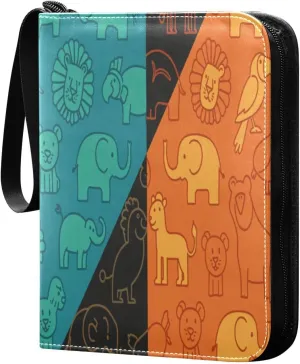Animals Card Binder 4 Pockets, 400 Pockets Trading Card Binder Removable Card Albums Card Holder for Games, Sports, Football, Baseball Cards