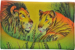 Anna by Anuschka Women's Geniune Leather Hand Painted Large Three Fold Checkbook Clutch Wallet