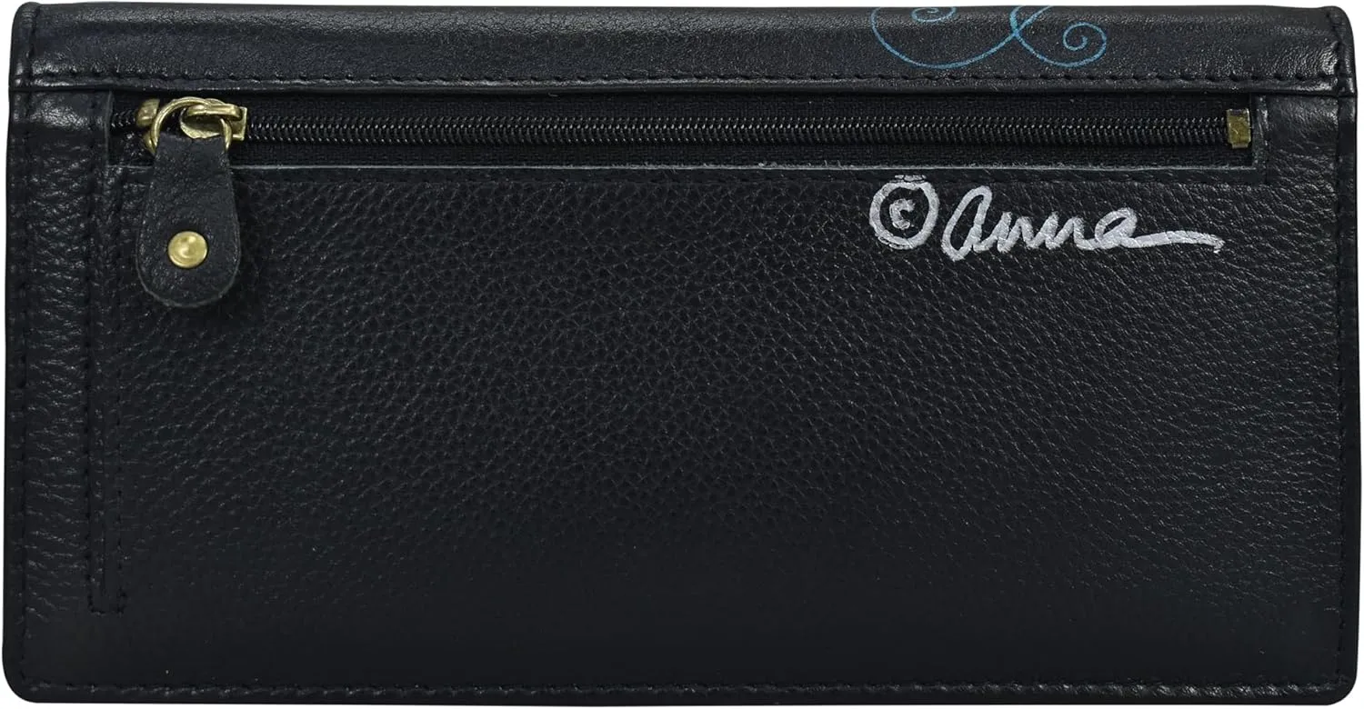 Anna by Anuschka Women's Hand Painted Leather Two-fold Clutch Wallet