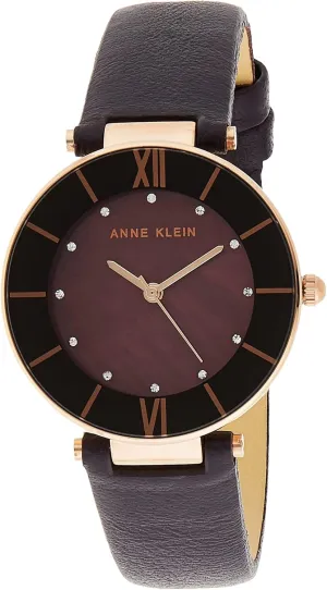 Anne Klein Women's AK/3272 Premium Crystal Accented Leather Strap Watch