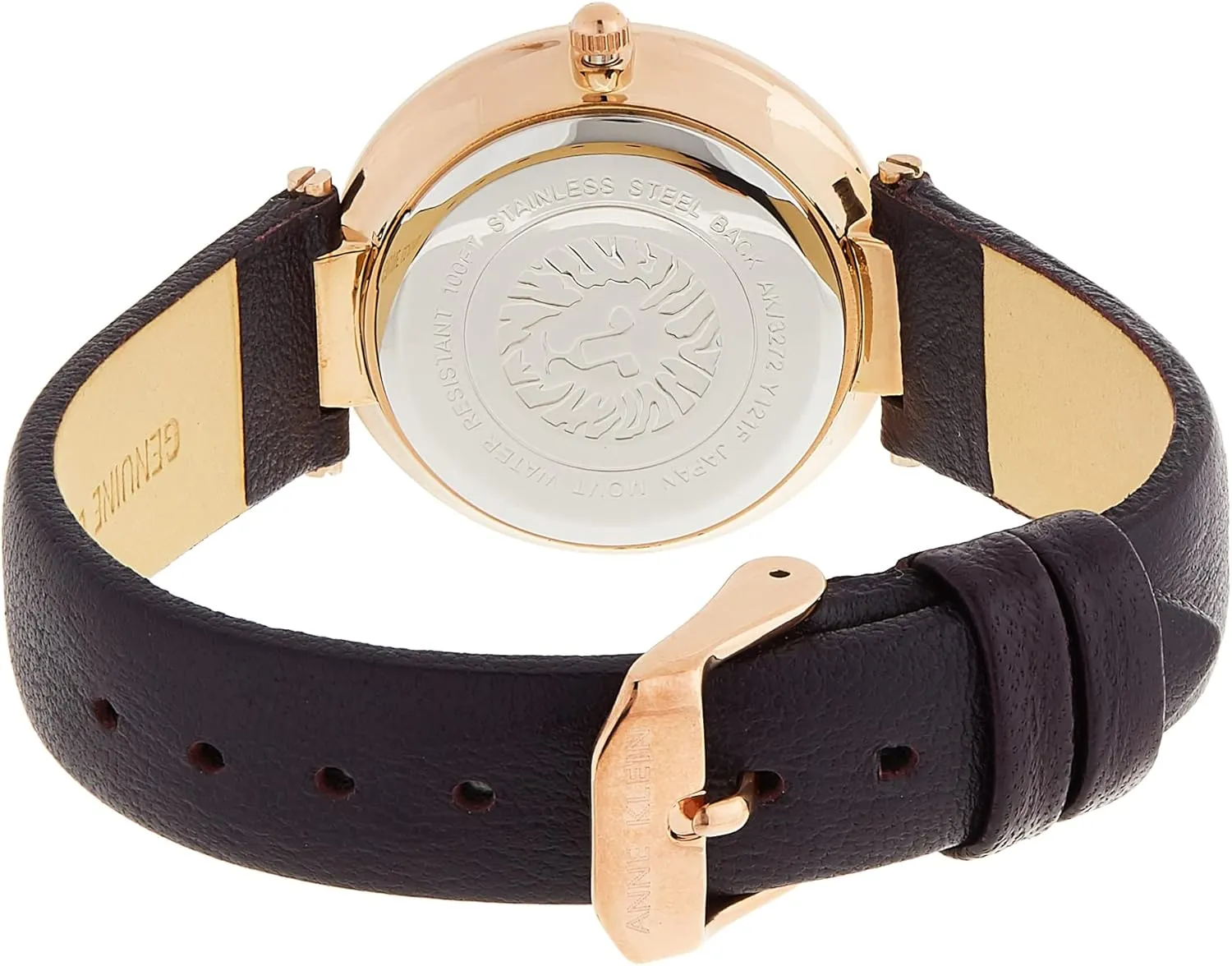 Anne Klein Women's AK/3272 Premium Crystal Accented Leather Strap Watch