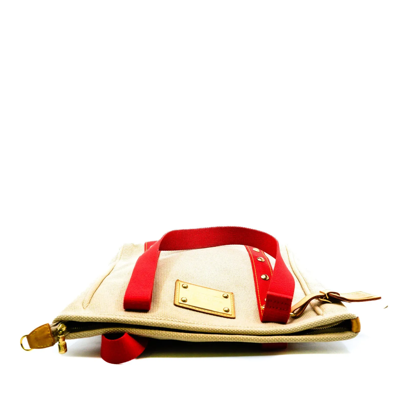 Antigua MM Canvas Beige/Red Tote Bag GHW