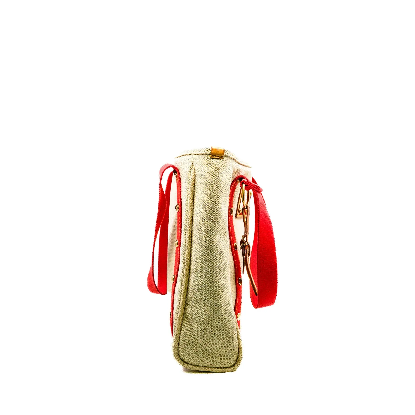 Antigua MM Canvas Beige/Red Tote Bag GHW