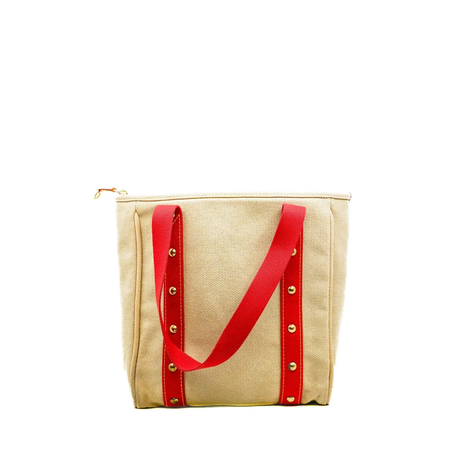 Antigua MM Canvas Beige/Red Tote Bag GHW