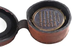 Antique Brass Pocket Compass Engraved Thoreau Quote Go Confidently Leather Case Vintage Nautical Handmade Collectible Table Decor Gift for Travelers