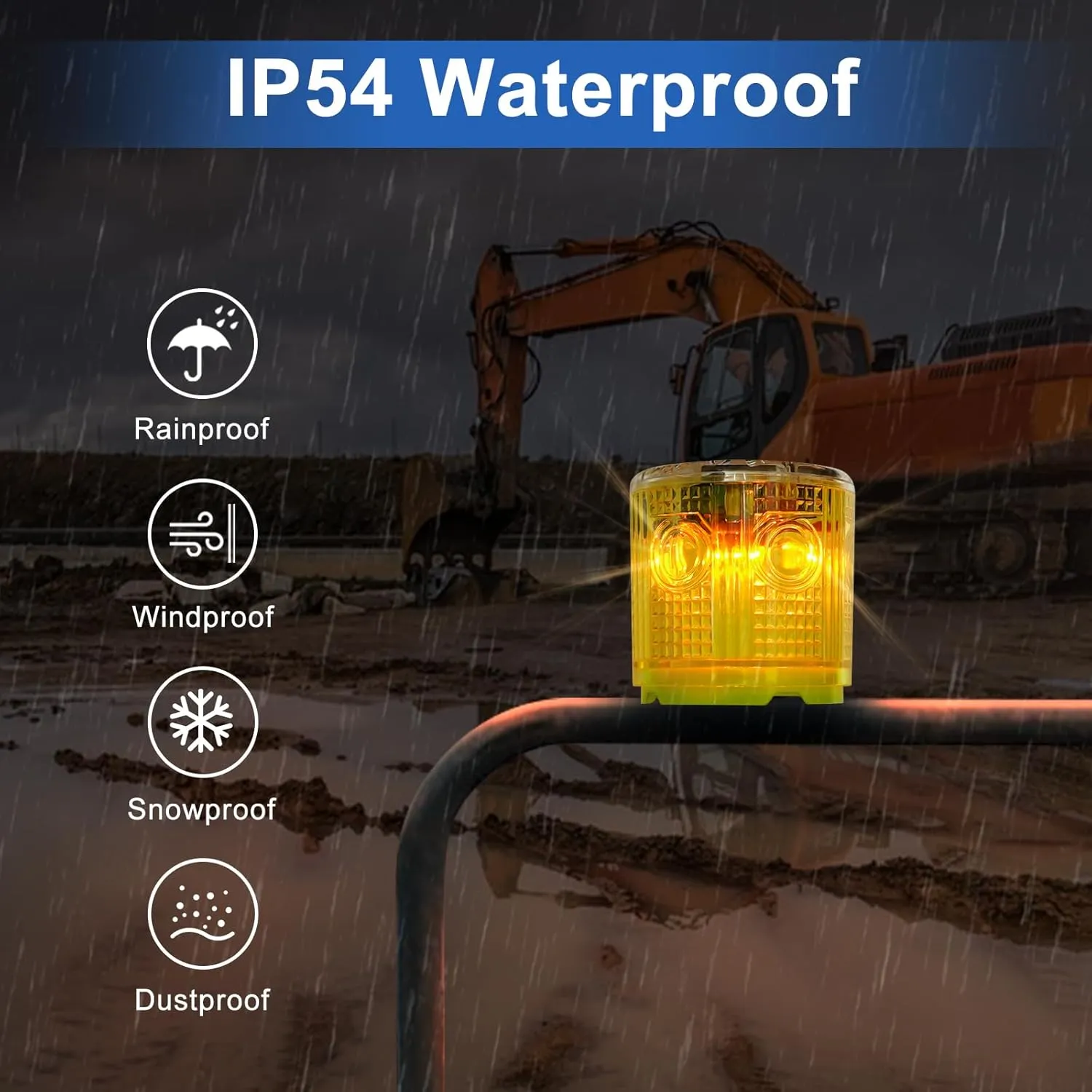 Aolyty Solar Strobe Warning Light Strong Magnetic Base Flashing Super Bright 360 Degree Automatically Turn On Waterproof for Construction Traffic Factory (White)