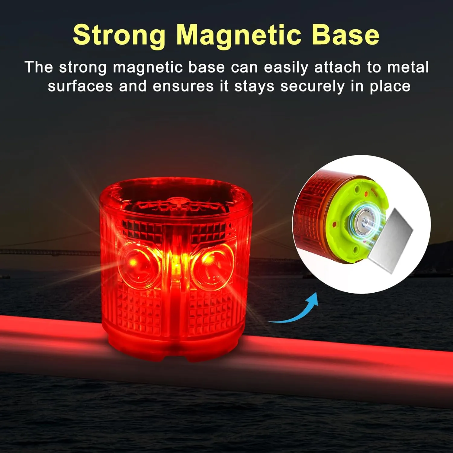 Aolyty Solar Strobe Warning Light Strong Magnetic Base Flashing Super Bright 360 Degree Automatically Turn On Waterproof for Construction Traffic Factory (White)