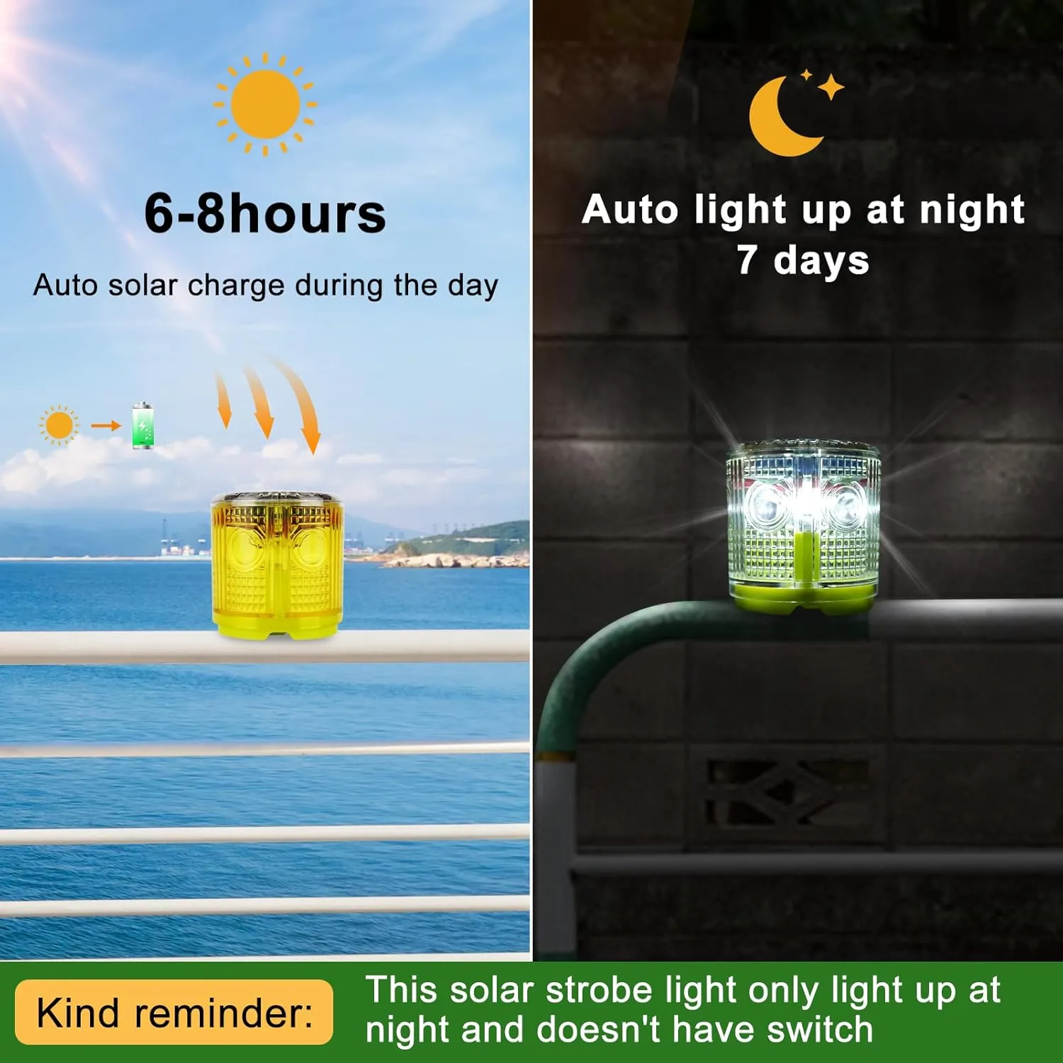 Aolyty Solar Strobe Warning Light Strong Magnetic Base Flashing Super Bright 360 Degree Automatically Turn On Waterproof for Construction Traffic Factory (White)