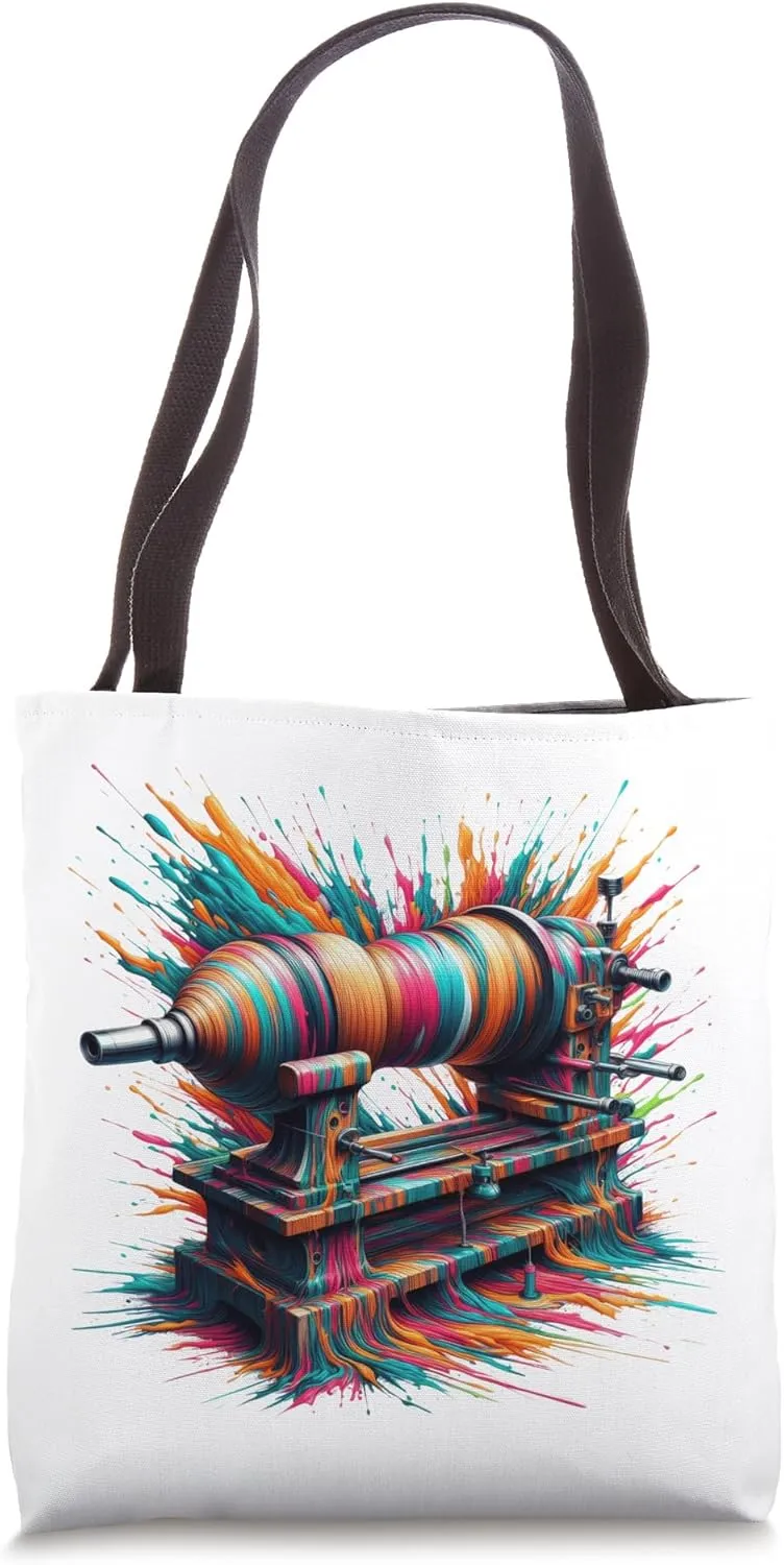 Art Colorful Turner Turning Lathing Woodworking Dad Lathe Tote Bag