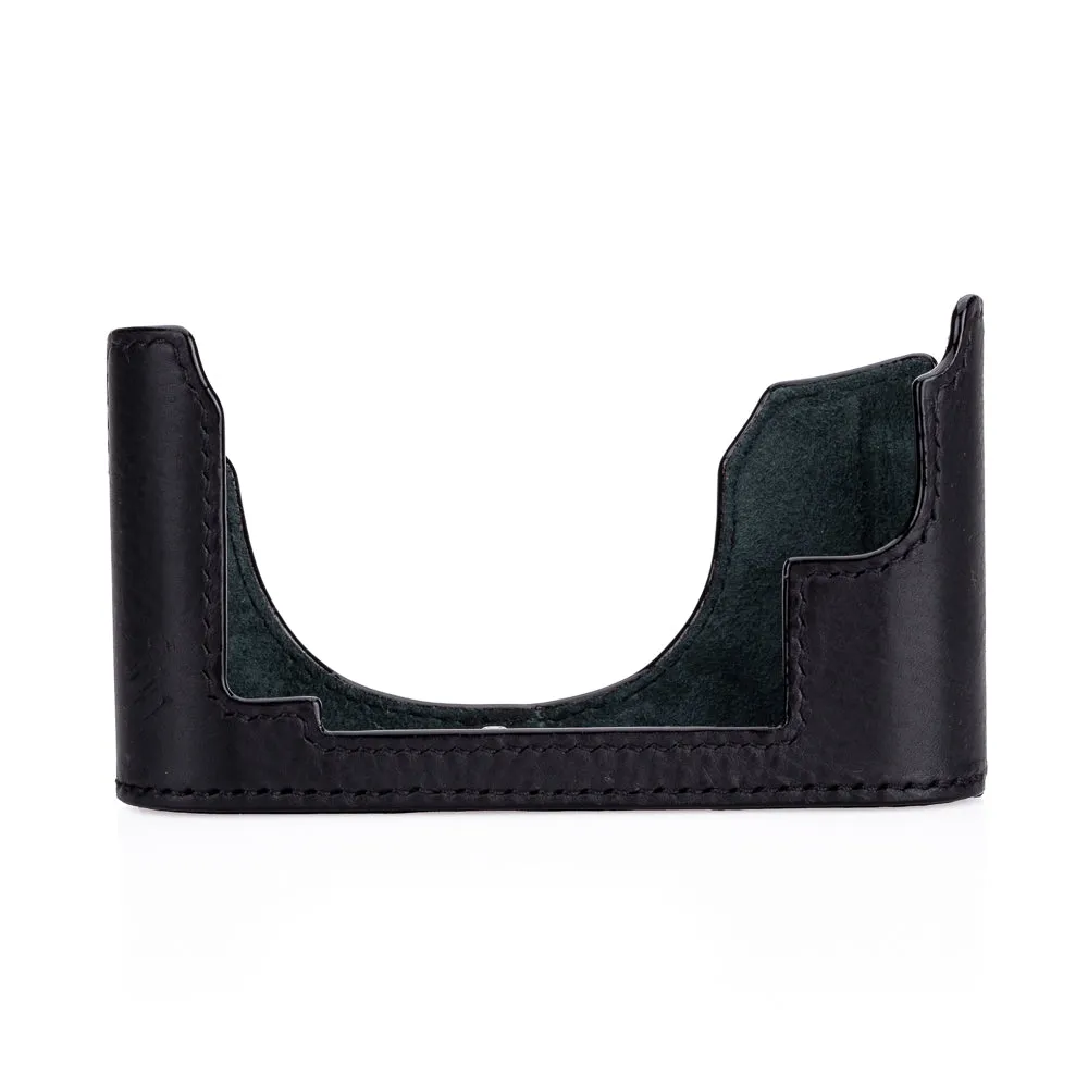 Arte di Mano Half Case for Leica M11 with Advanced Battery Access Door - Minerva Black with Black Stitching