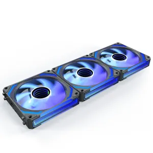 AsiaHorse COSMIQ-RE-Black 120mm Case Fan, Infinity Mirror FDB Reverse Fan with 5V 3-PIN Connector and Small Controller, Daisy Chain PWM PC RGB Fans for Cases CPU Liquid Coolers, 3Pack