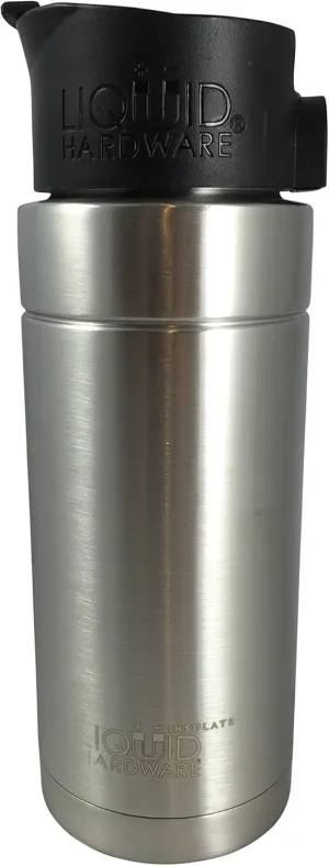 Aurora: Travel Coffee Mug Stainless Steel Double Wall Vacuum Insulated Leak Proof BPA Free with Magnetic Quick Stick Lid (Brushed Stainless, 20 oz)