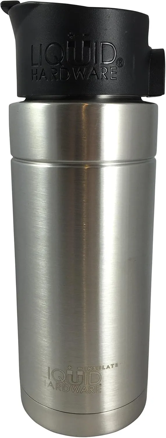 Aurora: Travel Coffee Mug Stainless Steel Double Wall Vacuum Insulated Leak Proof BPA Free with Magnetic Quick Stick Lid (Brushed Stainless, 20 oz)