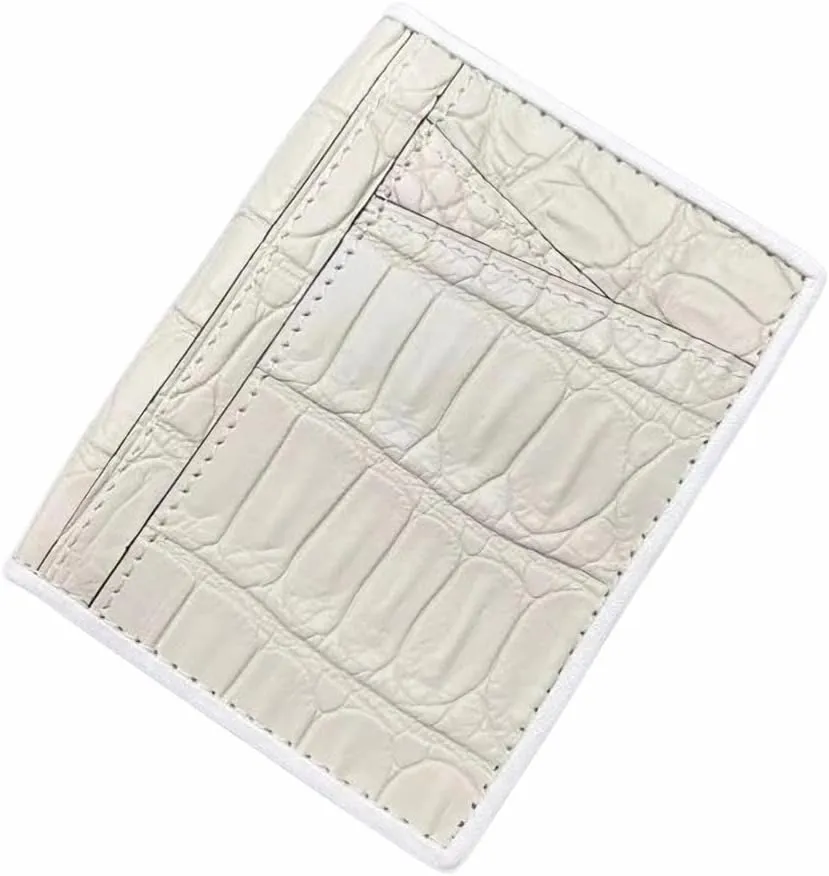 Authentic Crocodile Skin Women Fashion Colorful Card Holders Genuine Alligator Leather Lady Small Short Wallet Female Card Purse (GRAY)