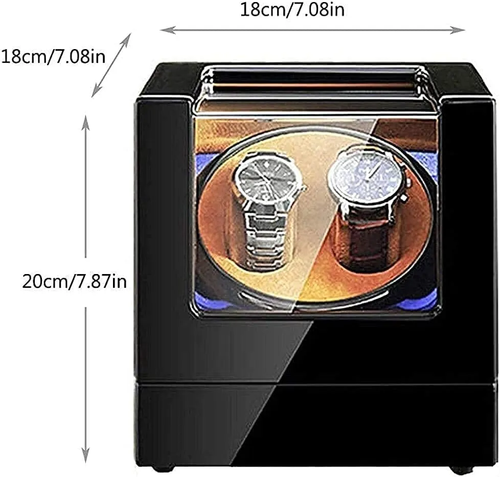 Automatic Watch Winder Box Watch Storage Box Wooden Double Automatic Watch Winder LED Storage Watches Boxes 5 Rotation Modes Display Case Box Watch Winder (C)