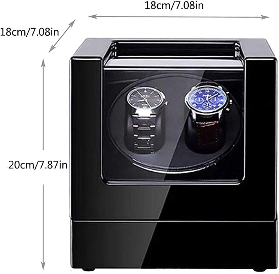 Automatic Watch Winder Box Watch Storage Box Wooden Double Automatic Watch Winder, LED Storage Watches Boxes 5 Rotation Modes Display Case Box Watch Winder，B