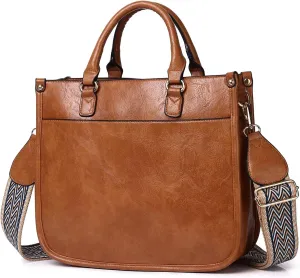 AUYOCO Vegan Leather Crossbody Bags for Women, Crossbody Purse with Guitar Strap Zipped Pockets Handbag Shoulder Bag