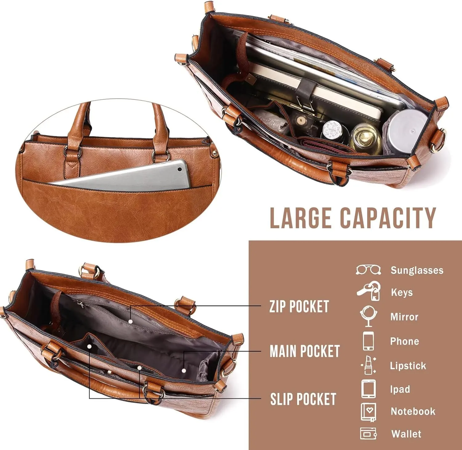 AUYOCO Vegan Leather Crossbody Bags for Women, Crossbody Purse with Guitar Strap Zipped Pockets Handbag Shoulder Bag