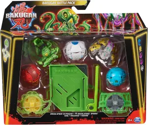 Bakugan Battle 5-Pack, Special Attack Octagan, Spidra, Hail, Nillious, Ventri, Articulated Figures Customizable Spinning, Toys for Boys and Girls Ages 6 and Up, Medium, 6068173