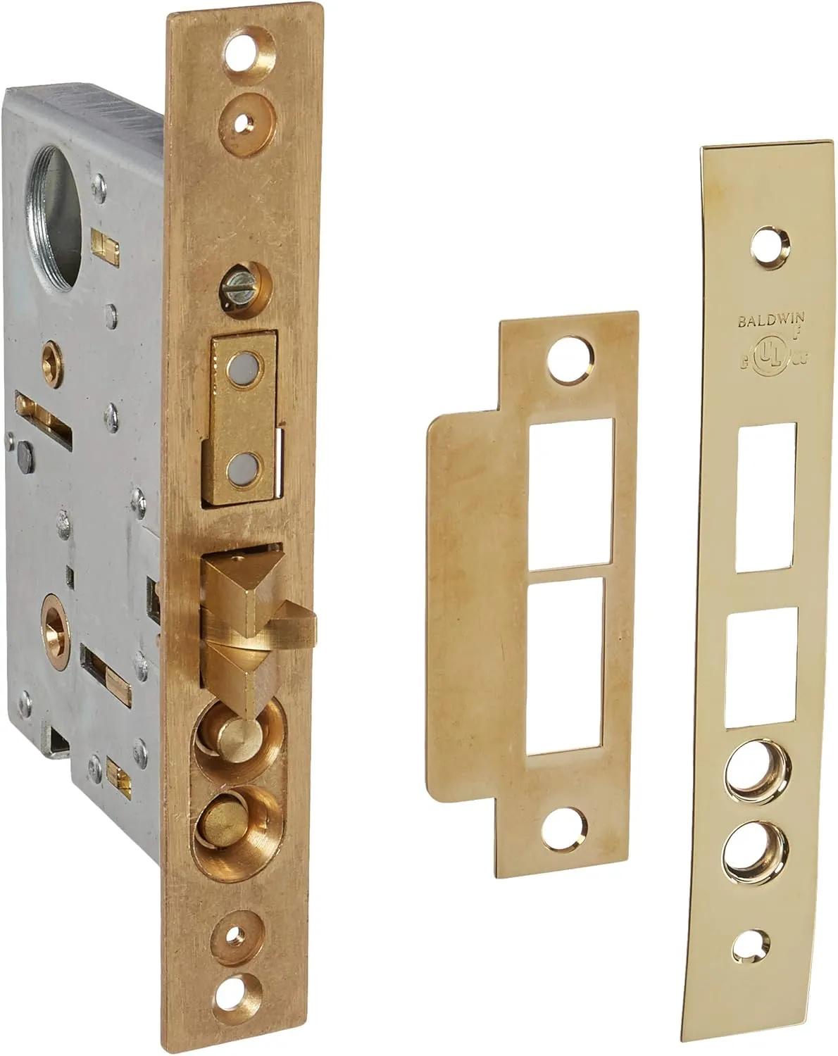 Baldwin 6001.R Right Handed Entrance and Apartment Mortise Lock with 2-3/4" Back, Non-Lacquered Brass