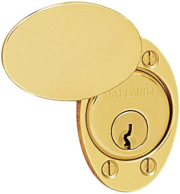 Baldwin 6755 Oval Cylinder Lock Cover Plate, Non-Lacquered Brass