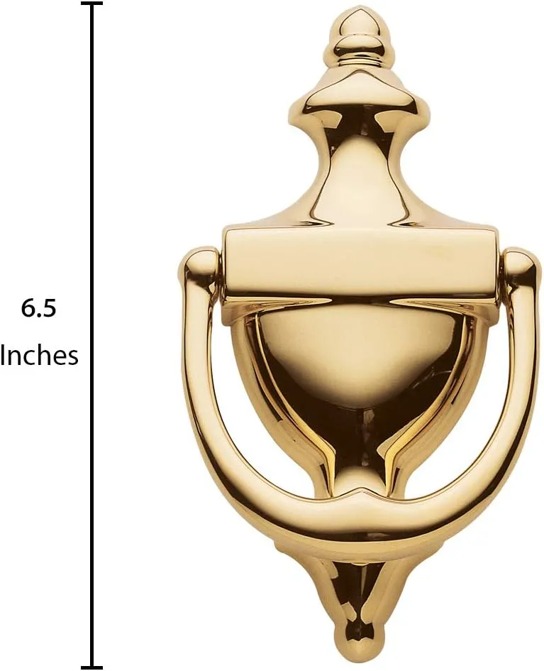 Baldwin Estate 0102.003 Colonial Knocker in Polished Brass, 6.5"x3.5"