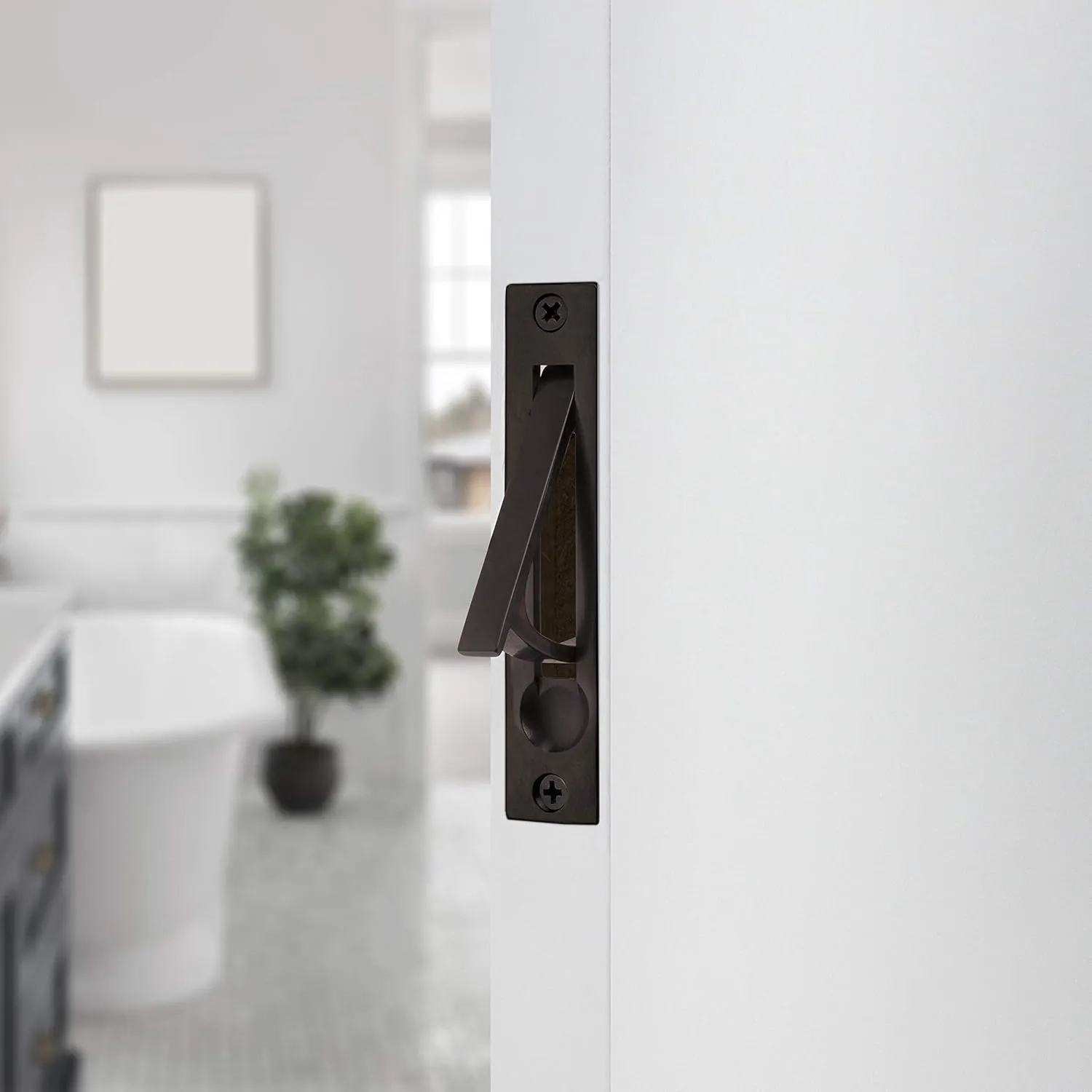 Baldwin Estate 0465.102 Narrow Solid Forged Brass Edge Pull in Oil Rubbed Bronze