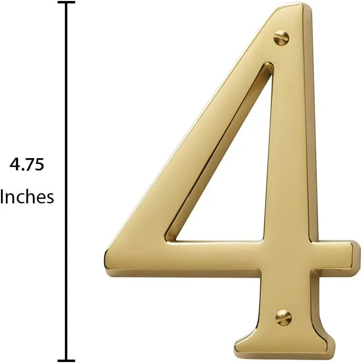 Baldwin Estate 90674.003.CD Solid Brass Traditional House Number Four in Polished Brass, 4.75"