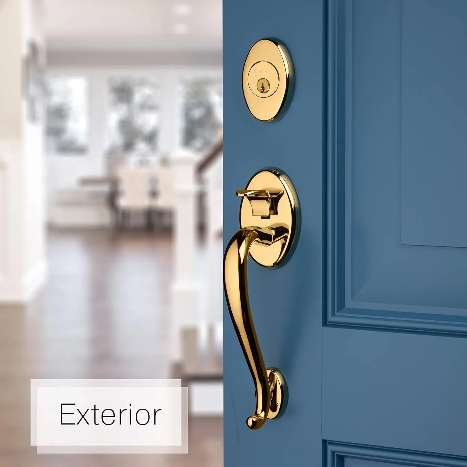 Baldwin Estate Polished Brass Logan Single Cylinder Sectional Handleset with Classic Round Knob, 85315.003.ENTR