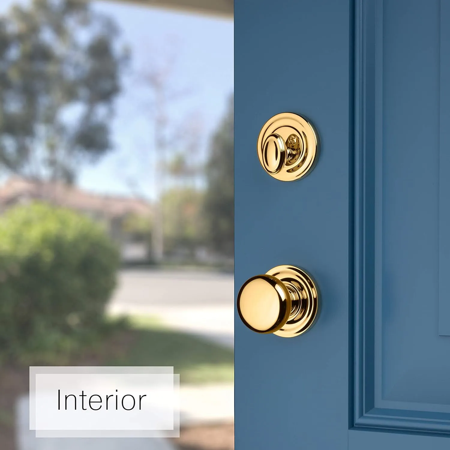 Baldwin Estate Polished Brass Logan Single Cylinder Sectional Handleset with Classic Round Knob, 85315.003.ENTR