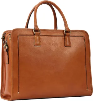 Banuce Vintage and Stylish Genuine Full Grains Italian Leather Briefcase for Women Laptop Bag Business Work Bag Brown