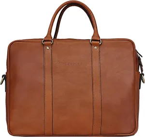 Banuce Vintage Full Grain Italian Leather Briefcase for Men 14 Inch Laptop Bag Stylish Business Work Bags Attache Case Brown
