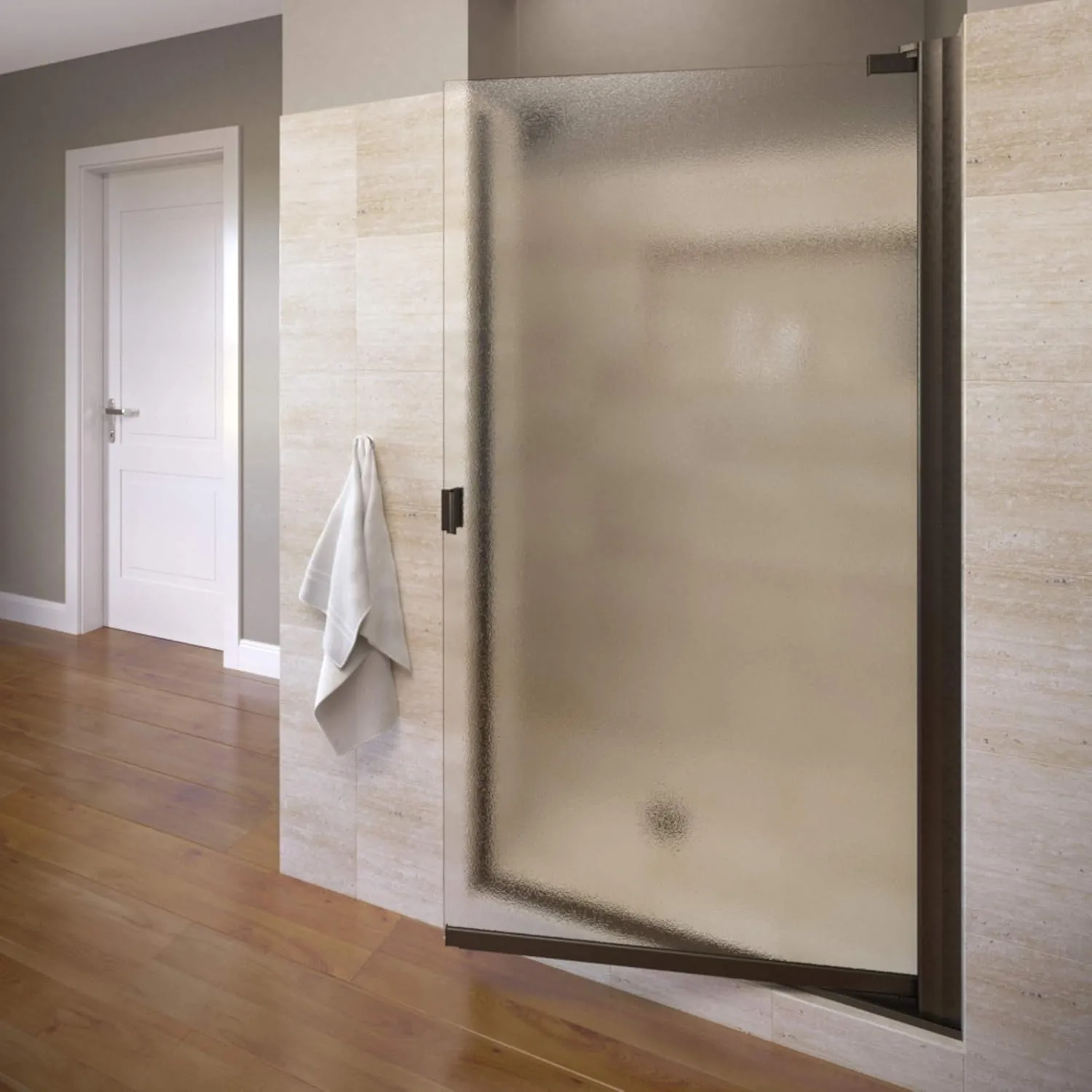 Basco ARMN00A3066OBOR Armon Single Swing Shower Door, Oil Rubbed Bronze, 28.625-30.125 in. Wide x 66 in. high, Obscure Glass