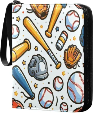 Baseball Card Binder 4 Pockets, 400 Pockets Trading Card Binder Removable Card Albums Card Holder for Games, Sports, Football, Baseball Cards