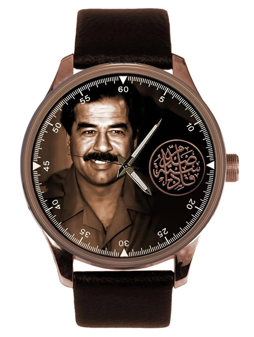 Battle of Qadsiyah Sunni Victory. Saddam Hussein Iraqi Ba'ath Party Propaganda Military Commemorative Art Solid Brass Watch