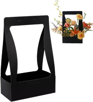 BBJ WRAPS Craft Paper Gift Bags for Flower Bouquet Florist Bouquet Packaging Bag with Handle, 5 Pcs (Black)
