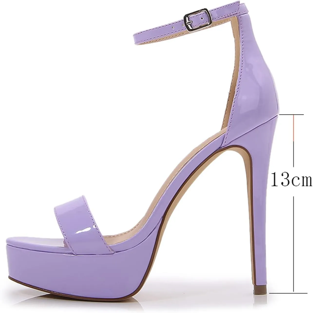 bbruriy Womens Patent Leather Platform High Heels Dress Sandals Stiletto Peep Toe Ankle Strap Wedding Party Evening Bride Shoes 5Inch/13Cm