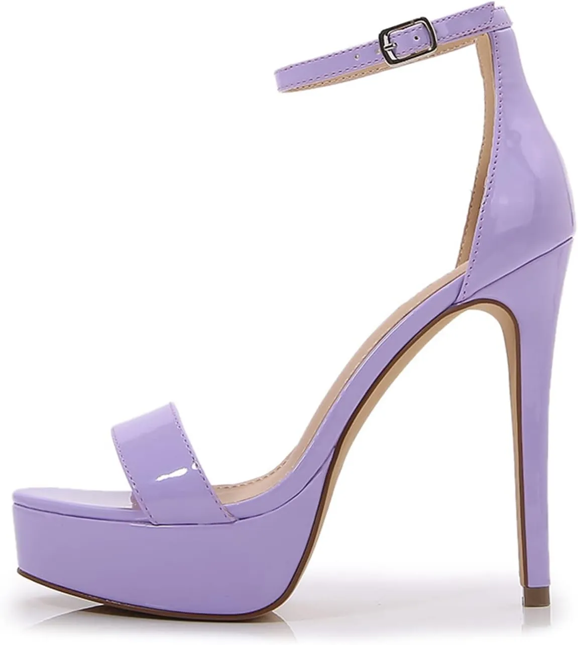 bbruriy Womens Patent Leather Platform High Heels Dress Sandals Stiletto Peep Toe Ankle Strap Wedding Party Evening Bride Shoes 5Inch/13Cm