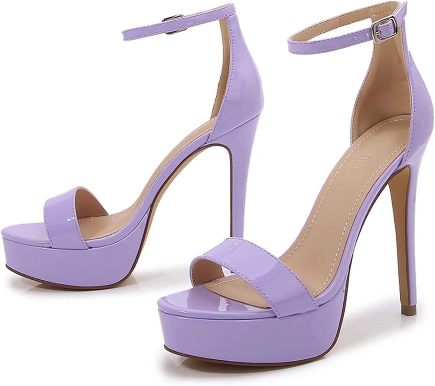 bbruriy Womens Patent Leather Platform High Heels Dress Sandals Stiletto Peep Toe Ankle Strap Wedding Party Evening Bride Shoes 5Inch/13Cm