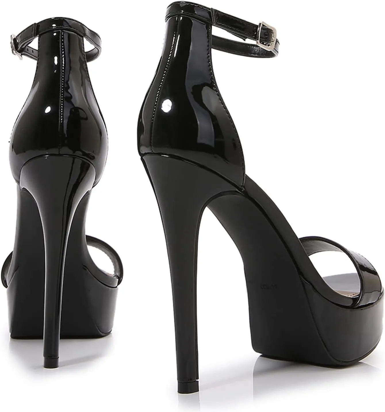 bbruriy Womens Patent Leather Platform High Heels Dress Sandals Stiletto Peep Toe Ankle Strap Wedding Party Evening Bride Shoes 5Inch/13Cm