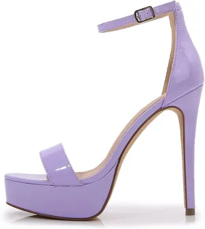 bbruriy Womens Patent Leather Platform High Heels Dress Sandals Stiletto Peep Toe Ankle Strap Wedding Party Evening Bride Shoes 5Inch/13Cm