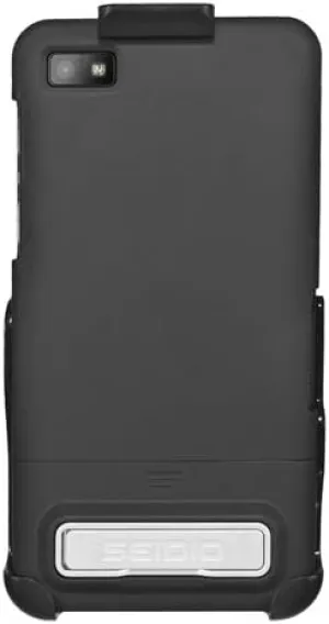 BD2-HR3BBZ10K-BK SURFACE Combo with Metal Kickstand Case and Holster for BlackBerry Z10 - Retail Packaging - Black