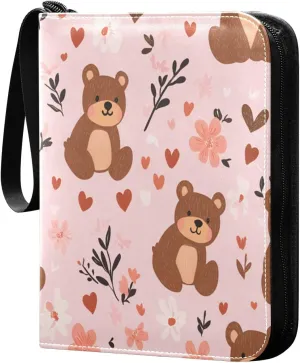 Bears Card Binder 4 Pockets, 400 Pockets Trading Card Binder Removable Card Albums Card Holder for Games, Sports, Football, Baseball Cards