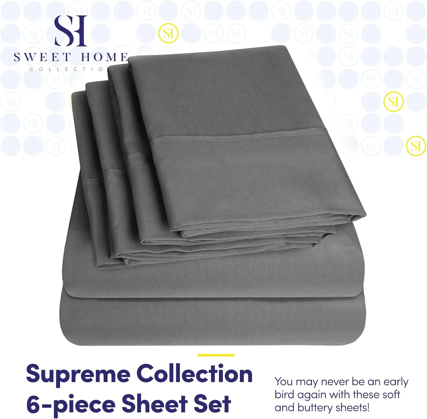 Bed Sheets Queen Size Grey - 6 Piece 1500 Supreme Collection Fine Brushed Microfiber Deep Pocket Queen Sheet Set Bedding - 2 EXTRA PILLOW CASES, GREAT VALUE - Queen, Gray