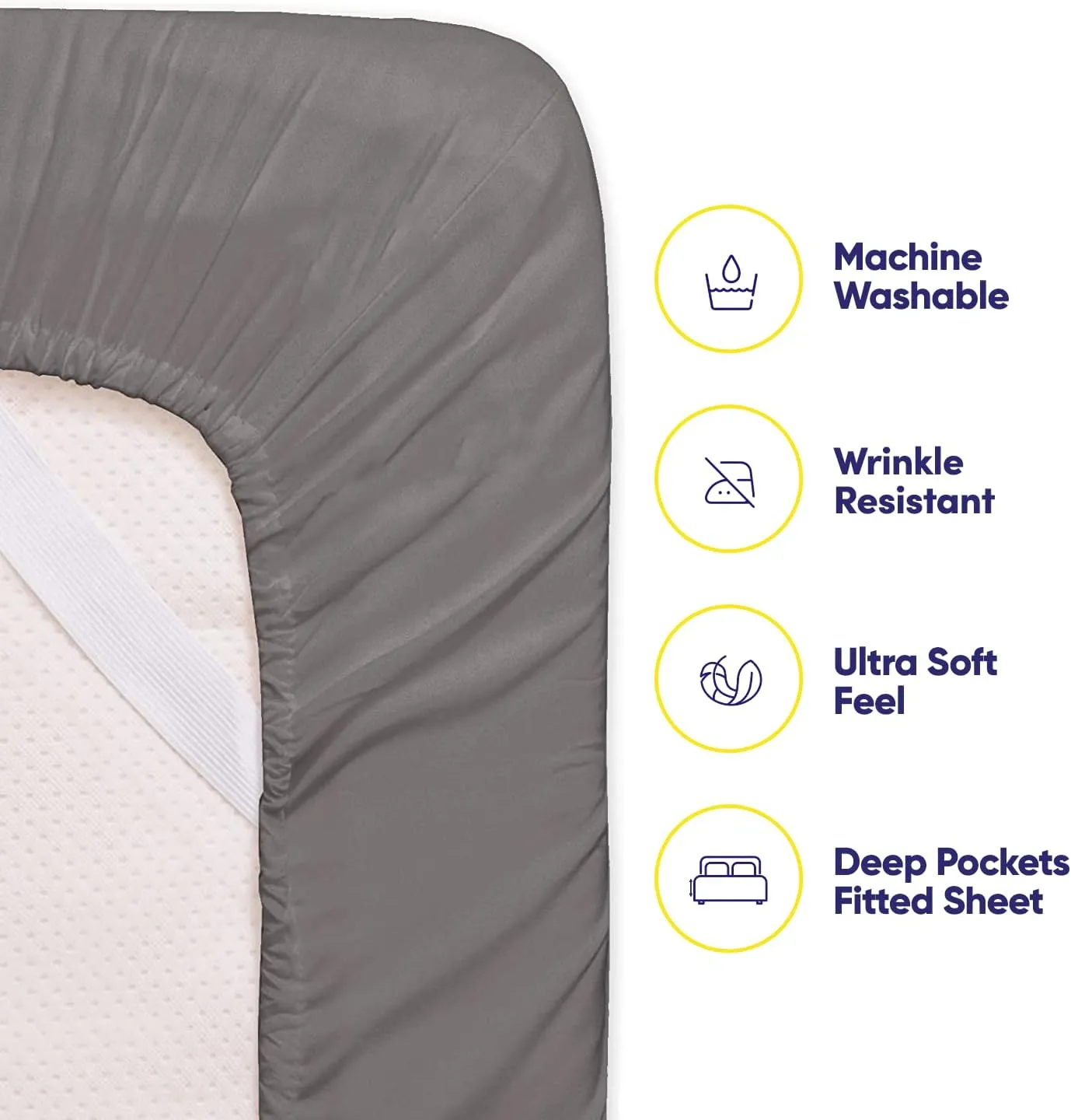 Bed Sheets Queen Size Grey - 6 Piece 1500 Supreme Collection Fine Brushed Microfiber Deep Pocket Queen Sheet Set Bedding - 2 EXTRA PILLOW CASES, GREAT VALUE - Queen, Gray