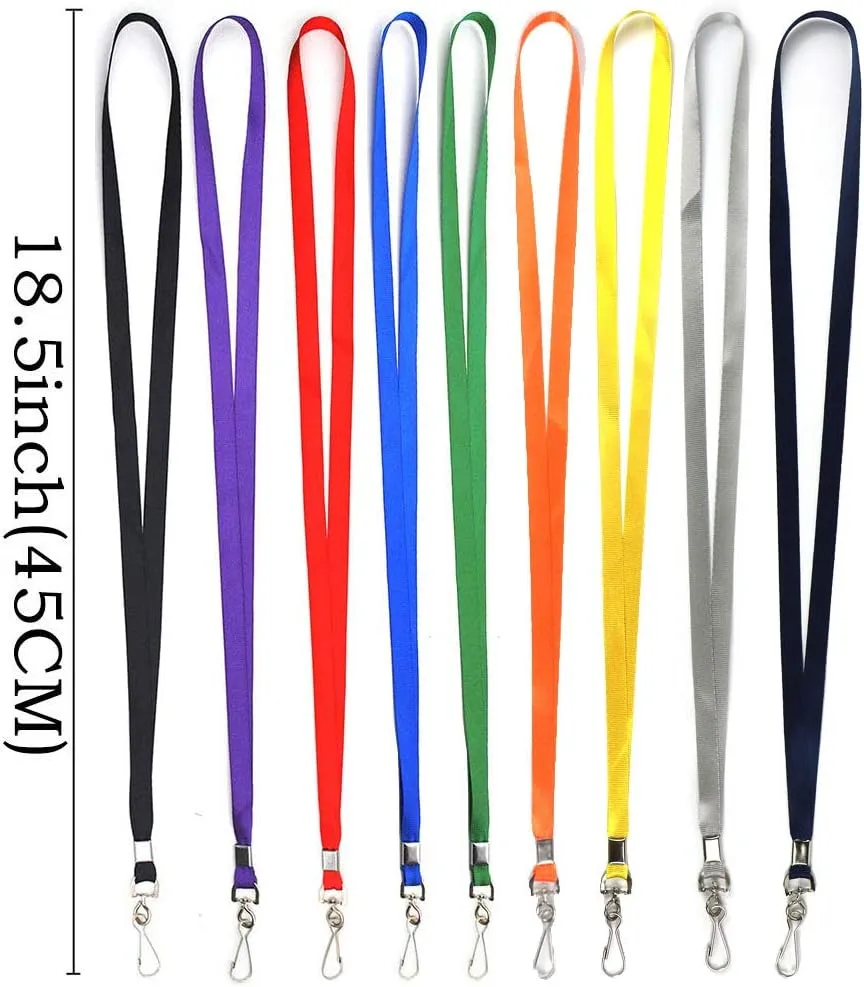 Beebel Black Lanyard Bulk Lanyards for Id Badges Flat Lanyard with Badge Clip Swivel Hook 50 Pack